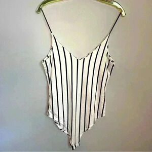 GAZE Bodysuit, Vertical Blk Stripes, Size M, EUC